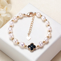 Bracelets en alliage métallique en forme de riz d'eau douce pour femmes, cadeaux de mariage/Saint-Valentin/affaires, fournitures pour petits stands de marchandises