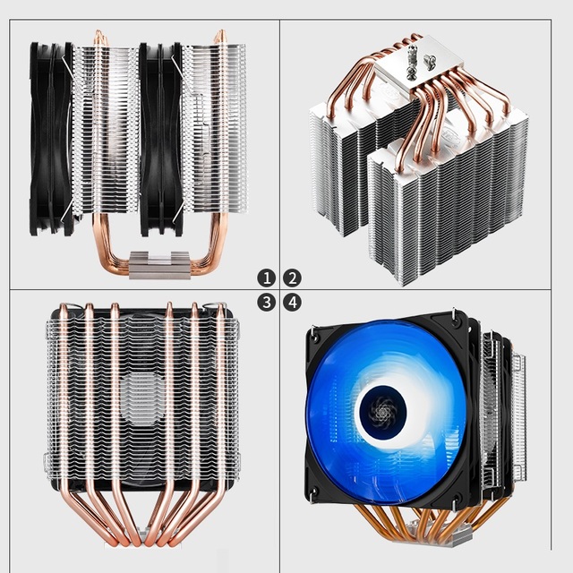 Universal Gaming Computer Cpu Cooler for Lga1150 1151 1155 1155 1200 1366 1700 2011 AM4 AM5 RGB Fan 6 Heatpipe 200W Custom