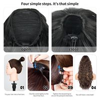 Extension de queue de cheval noire de 26 pouces, queue de cheval naturelle à cordon pour femmes |   Extensions de cheveux longues et ondulées, cheveux synthétiques