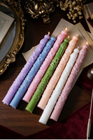 Cadeau de Noël, bougies longues sculptées vintage, bougies coniques baroques à motifs floraux en 3D