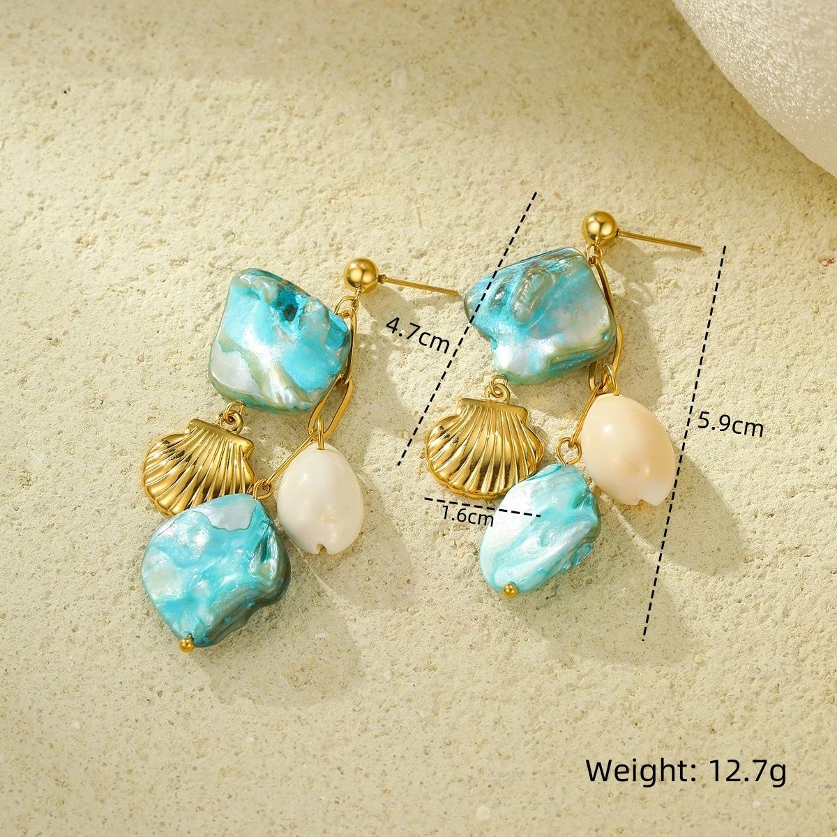 ต่างหูเปลือกหอยสีน้ำเงิน