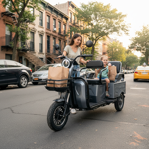 Tricycle électrique HLD 500W à deux places, scooter de mobilité fiable à 3 roues pour les sorties en famille <span class=keywords><strong>et</strong></span> le transport de marchandises - Product Image 1