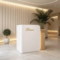 Bureaux de réception modernes en bois MDF avec logo personnalisable pour hôpitaux, supermarchés, hôtels, centres commerciaux - Rose Platine