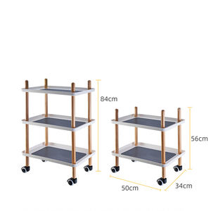 Drie-Tier Beweegbare Opslagrekken Plastic Houten Badkamerkar Keuken Opbergplanken Op Wielen - Product Image 6