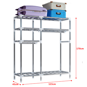Armoire Portable en fer de 123cm avec couverture Non tissée placard à vêtements assemblé pour <span class=keywords><strong>location</strong></span> appartement organisateur de rangement de bricolage - Product Image 2