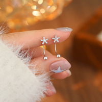 925 Silber Weißgold CZ Schraubverschluss Knorpel Blumen Ohrstecker für Damen, kleine Tragus Party Geschenk Sterling Silber Ohrringe