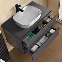 Meuble de salle de bain mural rectangulaire moderne pour hôtel, appartement et villa