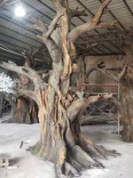 Pohon Ceri Buatan Dekoratif Tinggi 15ft dengan Daun Multi-Material, Batang Fiberglass Besar Kustom, dan Bunga Kain OV OV64