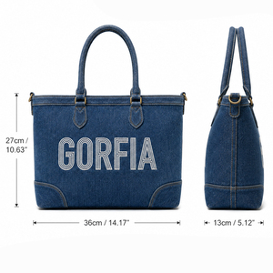 Sac à bandoulière en toile denim avec broderie personnalisée du logo Gorfia Manufacturer, nouvelle collection. - Product Image 5