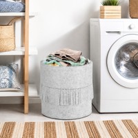 Keranjang Penyimpanan Mainan dari Kain Felt Abu-Abu Muda dengan Dua Ukuran untuk Kamar Bayi/Anak, Keranjang Cucian yang Kokoh