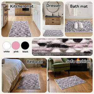 Alfombra de baño rectangular con patrón geométrico, fibra de poliéster absorbente y antideslizante para el suelo del baño - Product Image 4