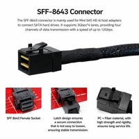 Cable Mini SAS SFF-8643 de Alta Velocidad 12Gbps a 4 SATA de 7 Pines, Conector de Fibra de Vidrio para PC, Cable Plateado de Cobre para Servidor HDD