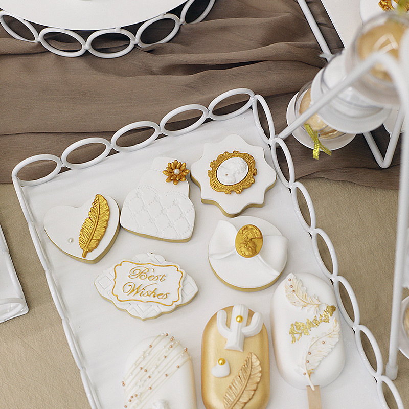 Dessert Stand Combination Wedding Table Props White Iron Decoration Set Cake Gold Stand