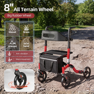 <span class=keywords><strong>Déambulateur</strong></span> avec siège, porte-canne intégré et porte-gobelet, pliable, capacité de 350 lb, <span class=keywords><strong>déambulateur</strong></span> à 4 roues <span class=keywords><strong>pour</strong></span> personnes âgées, roues de 8 pouces - Product Image 6