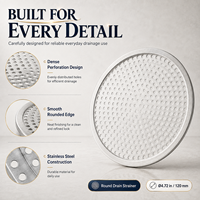 Grille de vidange moderne en acier inoxydable de 120 mm (4 pouces) avec filtre attrape-cheveux pour évier de cuisine et salle de bain