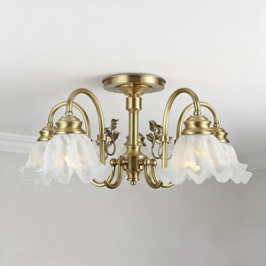 Copper <b>ceiling</b> <b>Light</b> Chandelier Postmodern Gold Metal Blown Glass Indoor Designer Lily Chandelier for Living Room <b>Bedroom</b> - Product Image 5