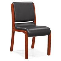 Chaise de conférence exécutive ergonomique moderne en cuir PU avec base en bois massif pour la maison ou le bureau