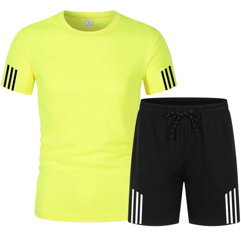 Mode professionnelle respirant course vêtements de sport t-shirt ensemble couleur unie toutes saisons décontracté personnalisé jogging costumes hommes