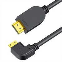 Câble de données Mini-USB vers Mini-USB 90° à angle droit, connecteur 4K, conducteur en cuivre sans oxygène plaqué or