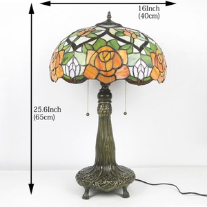 Lámpara de Mesa de Vidrio Teñido Estilo Europeo LongHuiJing de 16 Pulgadas, Base Flexible Ajustable para Bombilla E26, Lámpara de Lectura de Escritorio AC, Iluminación Decorativa - Product Image 5