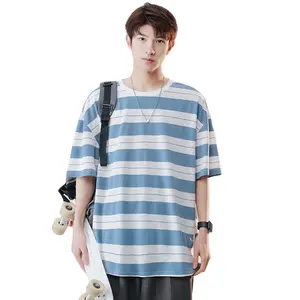 Bán Sỉ Người Đàn Ông Bông T-Shirt Màu Sọc Cổ Điển Unisex Đồng Bằng Bông Áo Thun Sợi Nhuộm Sọc T-Shirt