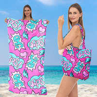 Custom Logo Multifunction Digital Printed Microfiber Travel Beach Towel Bag Quick Dry New Design Sand Free Beach Bath Towels
