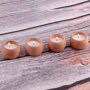 حامل شموع من خشب الزان مع شمعة معطرة، مناسب لتزيين الطاولات وخلفيات حفلات الزفاف - Product Image 5