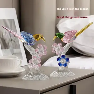 HBL Décoration de maison et de bureau en cristal gravé de style américain, oiseau de luxe, perroquet, artisanat animal, ensemble de cadeaux, accessoires - Product Image 1