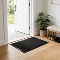 Tapis de porte moderne en polypropylène robuste, géométrique, imperméable, adapté aux animaux domestiques, écologique, antidérapant, avec envers en caoutchouc, résistant aux taches