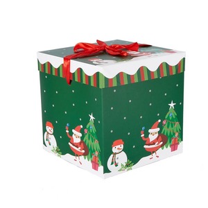 A <b>Christmas</b> gift <b>box</b> with a lid and ribbon, featuring a medium-sized square <b>box</b> that can be customized according to your needs - Product Image 1