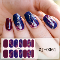 Bandes de vernis à ongles marbré aquarelle pastel non toxiques RTS, 14 embouts, pailletés, enveloppement complet pour manucure DIY et autocollants pour ongles de salon