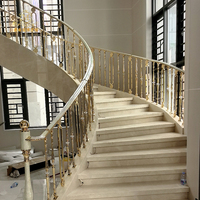 Escalier Meixi haut de gamme sur mesure, garde-corps moderne en aluminium, balustres en verre, colonnes en laiton massif motif tournesol, pour escalier résidentiel 1