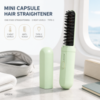 Sikat Pelurus Rambut Mini 3 Tingkat Panas 150 160 180 ° Sisir Keramik Anti Panas C 2200mAh Tipe C untuk Salon Hotel Grosir