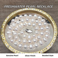Collier en argent plaqué avec perles d'eau douce certifiées 8-9-10-11 mm, classique pour femmes, perles naturelles authentiques de qualité AAAA/AAA, violet/blanc/rose