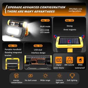 Lumière du soleil charge lumière <span class=keywords><strong>de</strong></span> travail aimant puissant boîte à <span class=keywords><strong>outils</strong></span> réparation Garage 1800mAh Camping panne USB lumière <span class=keywords><strong>de</strong></span> <span class=keywords><strong>recherche</strong></span> <span class=keywords><strong>de</strong></span> travail à énergie solaire - Product Image 3