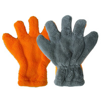 Gant de lavage de voiture en microfibre double face à cinq doigts en polaire corail, sans peluches, doux, pour le detailing automobile