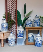 Dragon chinois bleu et blanc grand pot de gingembre en céramique porcelaine ming vase antique