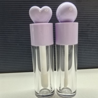 Gloss à lèvres et rouge à lèvres en tubes cosmétiques en plastique de 6 ml, couleurs blanc, rose, rouge, noir, violet, avec motif cœur, personnalisation possible