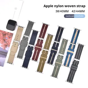 Bracelet en nylon respirant pour Apple Watch Ultra 49 mm SE 44 mm 42 mm 38 mm, boucle en acier inoxydable, tissu tissé - Product Image 2