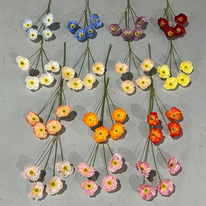 Bouquet de fleurs de pavot artificielles, 4 têtes, fleurs en soie décoratives pour salon, mariage, accessoires de photographie en extérieur - Product Image 1