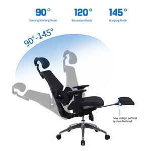 Ghế văn phòng tựa lưng cao màu xám nhạt 5D có tay vịn, thiết kế lưới, có gác chân, kiểu dáng hiện đại - Product Image 6