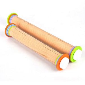 Rouleau à pâtisserie en bois réglable pour Noël, idéal pour la cuisson de pizzas, la pâte à sucre et la pâtisserie, avec mesures, accessoires de cuisine - Product Image 1