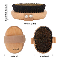Brosse sèche en cuivre avec logo personnalisé Peigne pour le corps Épurateur ionique Manche en bois Outil de massage exfoliant Prise antidérapante Soins de la peau