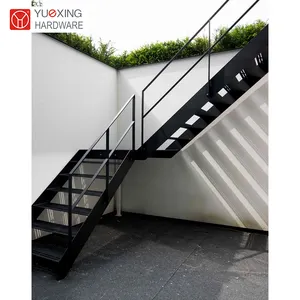 High-Quality L-Shaped Stairs with Double Steel Plate Treads and Platform - Professional Indoor Staircase