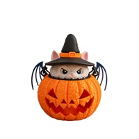 Lanterne Citrouille Chat d'Halloween Imprimée en 3D, Lumineuse, à Piles, Ornement Portable, Décoration de Bureau Créative et Accessoire de Fête
