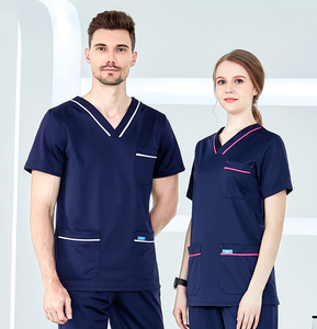 女性用看護ユニフォームセット男性用スクラブセット病院医師用看護ユニフォームトップ & マルチポケット付きパンツ - Product Image 4