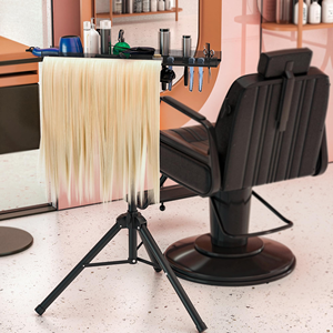 Support de tressage en acier inoxydable réglable en hauteur pour extensions de cheveux, support de tressage pliable en trépied avec plateau pour cheveux - Product Image 3