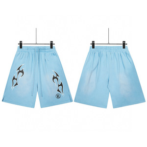 Pantalones Cortos de Hombre de Algodón Lavado Transpirables y Ecológicos con Cordón, Estampado de Llamas, Marca de Moda, Novedad Verano 2025 - Product Image 4