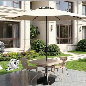 Conjunto de Mesa de Comedor <span class=keywords><strong>para</strong></span> Exterior y 2 Sillas, Estructura Metálica, Tablero de Vidrio, con Sombrilla <span class=keywords><strong>para</strong></span> <span class=keywords><strong>Patio</strong></span>, Jardín, Bistro, <span class=keywords><strong>para</strong></span> 2 Personas - Product Image 1