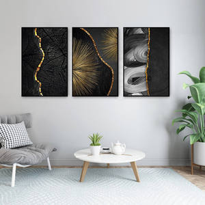 Pintura abstrata em tela de textura de madeira, dourado, preto, posteres e impressões, modernas, imagens de arte de parede para sala, decoração de casa - Product Image 3
